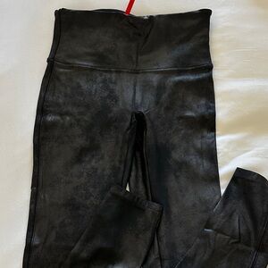 SPANX Coated Black High-Waisted Leggings